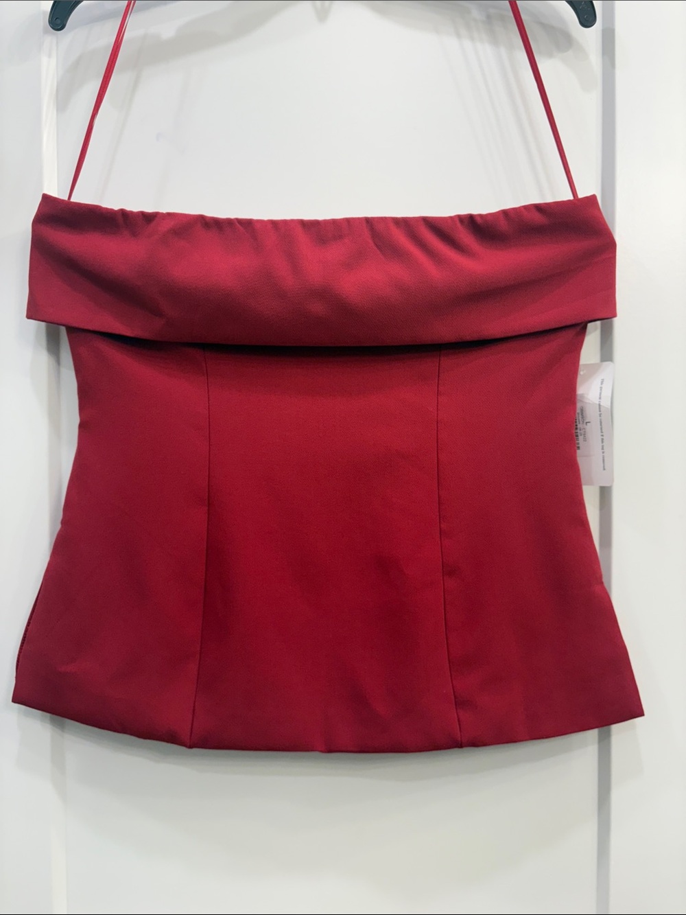 TCEC Fold-Over Strapless Blouse in Red